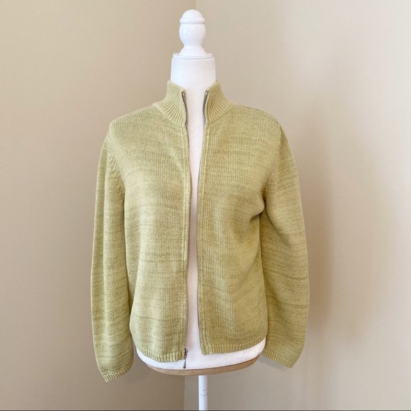 Bryn Walker Zip Front Green Cotton Cardigan - S - Picture 10 of 10